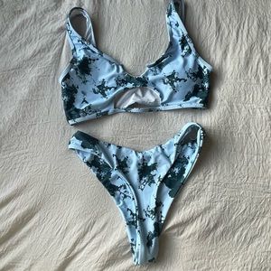 shein blue tie dye bikini